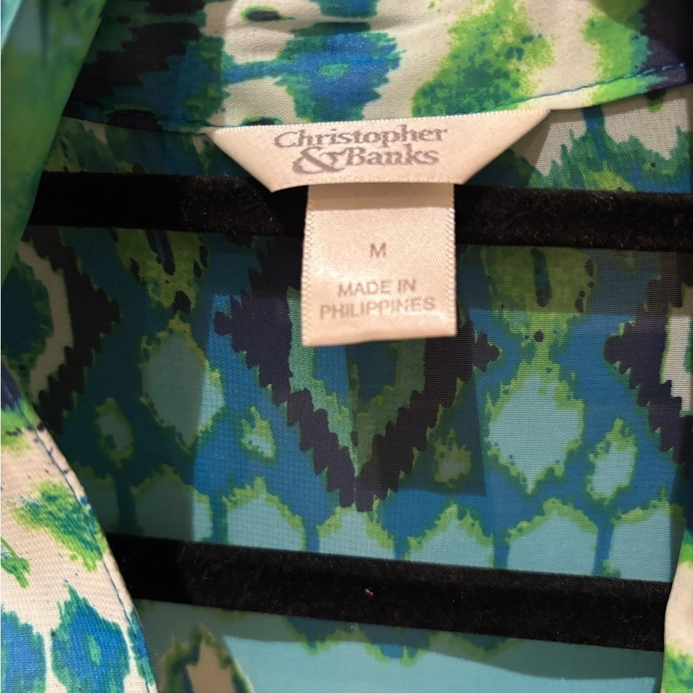 Christopher & Banks Teal and Blue Patterned Blouse and Cami Set - Picture 3 of 4